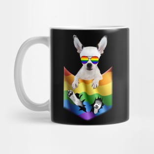 Chihuahua In Pocket LGBT Pride Flag For Dog Lovers Mug